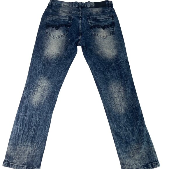 Nick Danger Mens Straight-Leg Jeans Acid Wash Grunge 34X30 Stretch Cotton - Picture 2 of 9